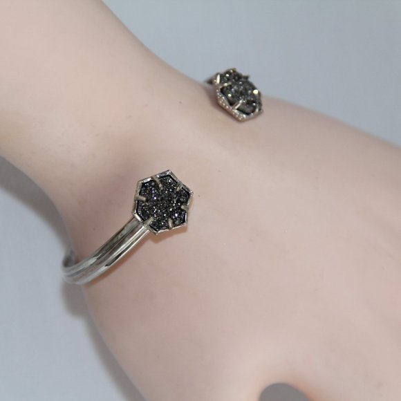 Kendra Scott Arden Druzy Cuff Bracelet. Gorgeous Hexagon Platinum - Picture 5 of 8